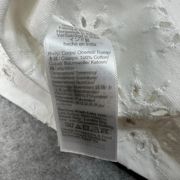 Madewell Embroidered Wide-Sleeve Boxy Tee WMNS L White Floral Crewneck Relaxed - Picture 7 of 8